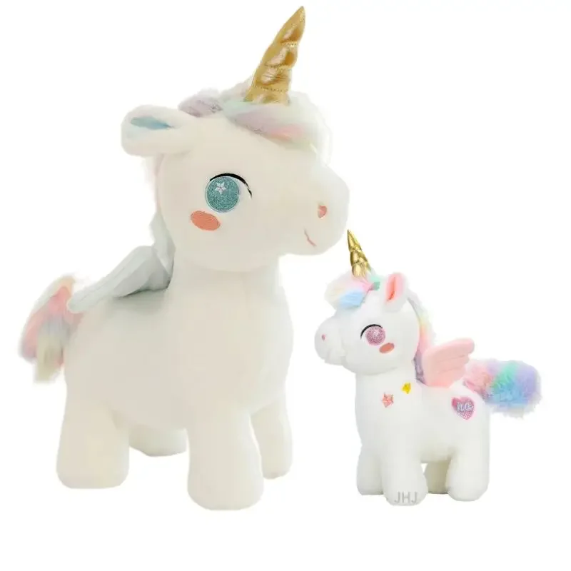 25/40/55cm Cute Dream Unicorn Peluche Toys Kawaii Unicorn with Wing Dolls Lovely Pegasus Stuffed Soft Animal Pillow for Girls