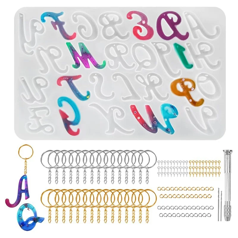 

BMBY-форма для ключей с надписью, форма для больших букв, смола для эпоксидной смолы и аксессуаров + отверстия для изготовления брелков