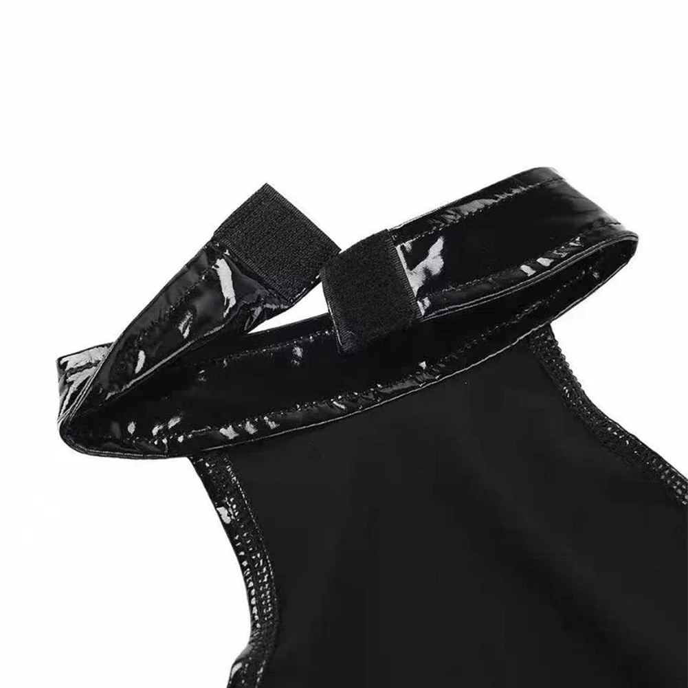 

Women Hollow Out Cupless Bra Crop Tops Sexy Lingerie Shiny Patent Oil Glossy Pvc Leather Lingerie Vest Top Female Club Nightwear