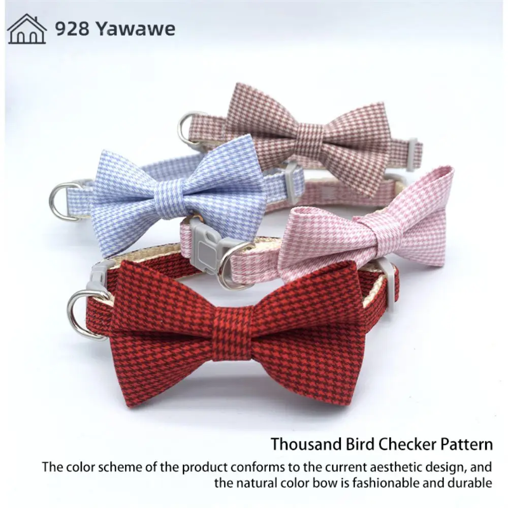 Pet Collar Buckle Houndstooth Lattice /green/red/purple For Puppy Kittens Necklace Pet Appliance Plush Collar Small New