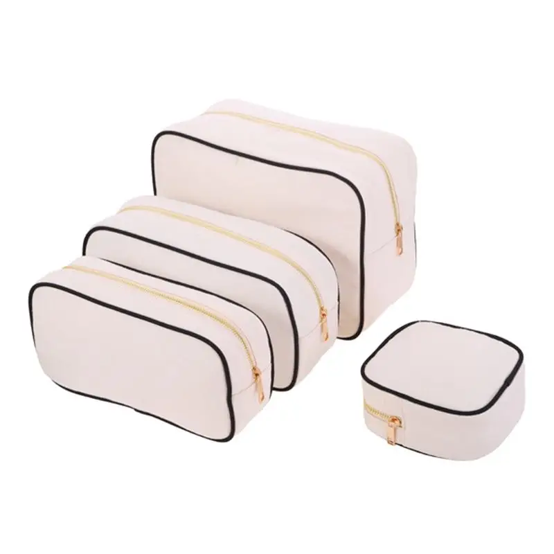 6 Colors 4 Sizes Fashion Cute Blank Canvas Makeup Bag Large Zipper Pouch Travel Toiletry Bag Women Canvas Cosmetic Bags