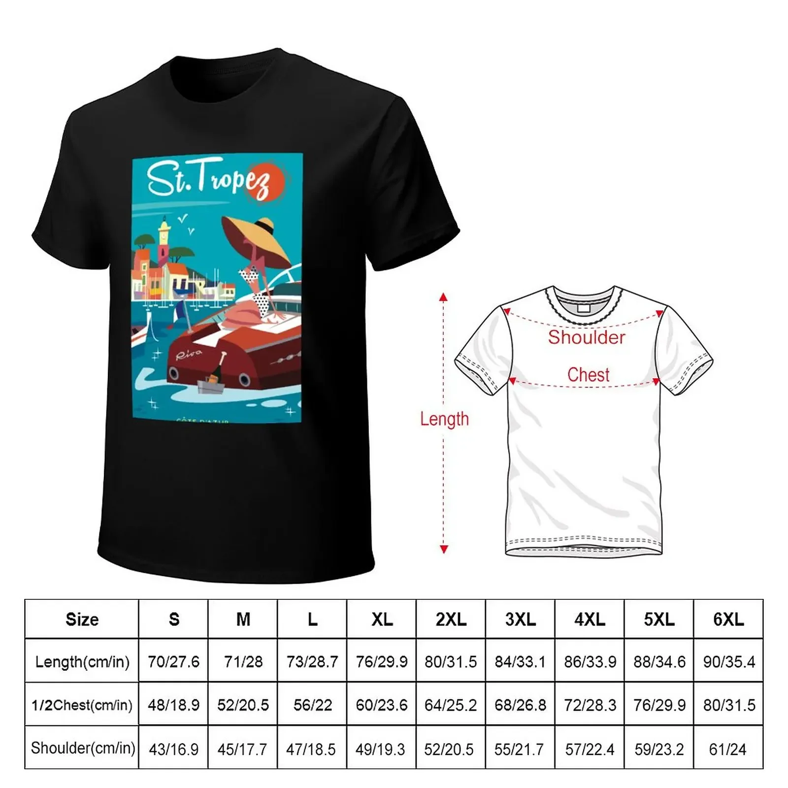 Saint Tropez poster T-Shirt shirts graphic tees Short sleeve tee aesthetic clothes men clothings