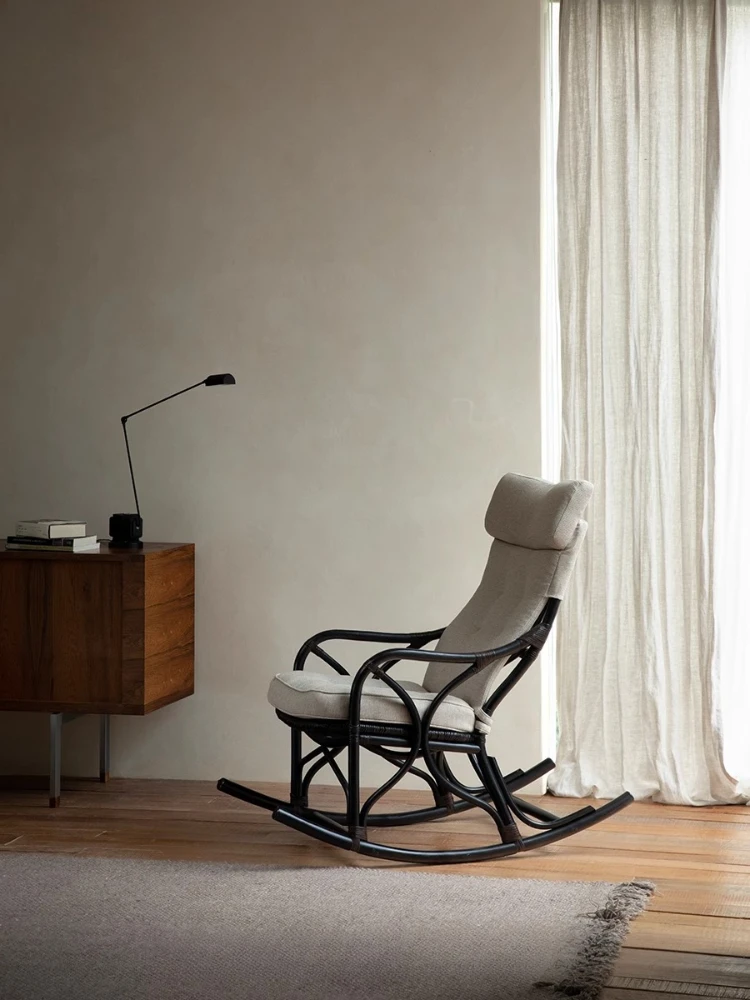 

Indonesian natural rattan hand-woven Japanese retro balcony casual rocking chair recliner