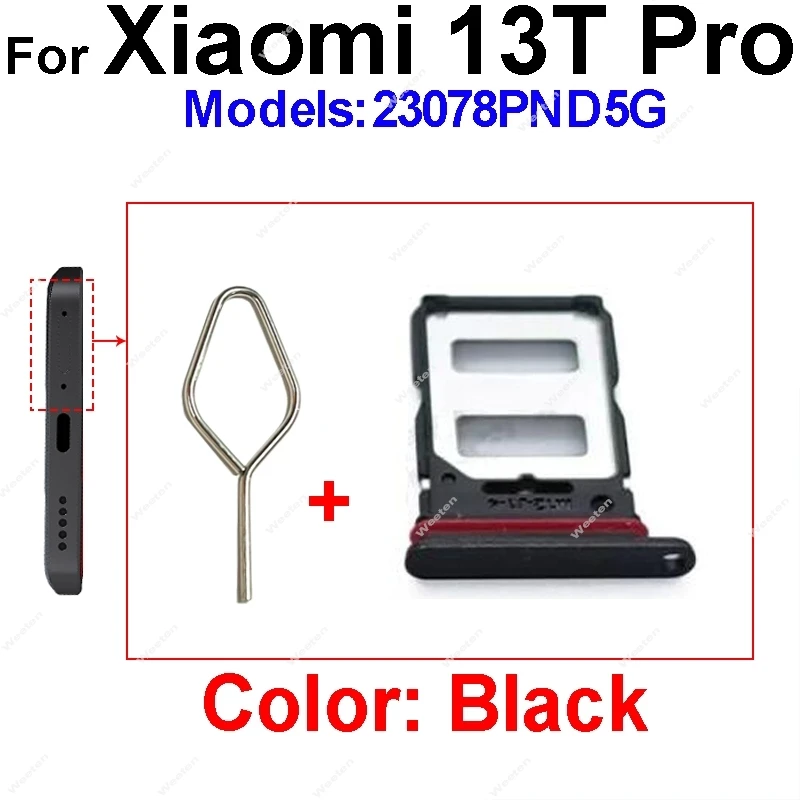 Для Xiaomi 13T 13T Pro держатель лотка для SIM-карты адаптер для чтения слот для SIM-карты запасные части