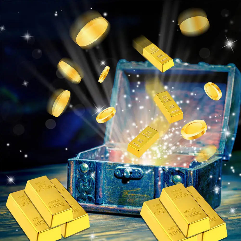 

1Pcs Artificial Gold Bar Plastic Simulation Decorative Prop Paperweight Door Stop Gift Simulation Plastic Fake Gold Brick