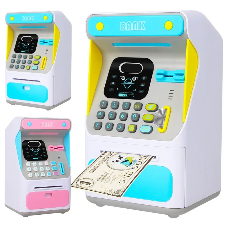 Smart Belt Monitoring Analog ATM Machine Fun Face Recognition Password Savings Tank Children Toys Gift