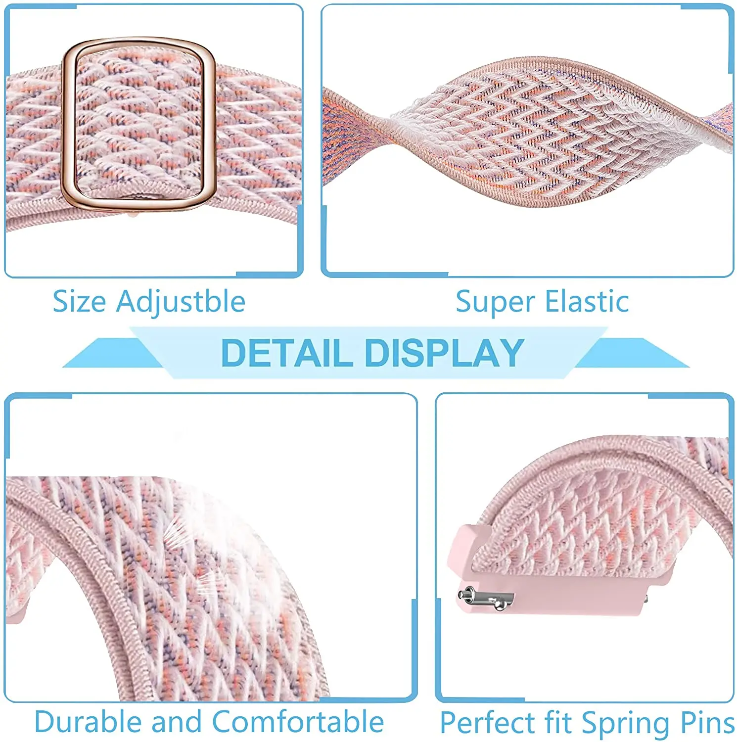 Pulseira de relógio elástica Nylon Loop, pulseira de relógio para Samsung Galaxy Watch Active 2, 3, 45mm, 46mm, 42mm, Gear S3, Huawei GT 2, 2e Pro, 20mm, 22 milímetros