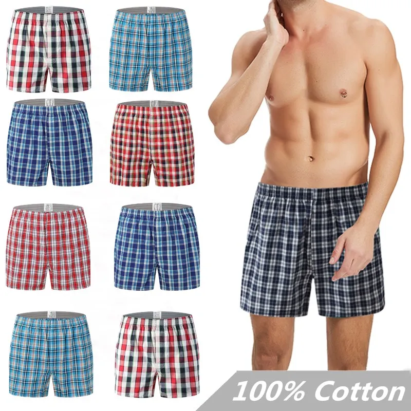 8PCS size M-9XL men\'s plus size boxer shorts men\'s square shorts men\'s casual summer beach underwear men\'s checkered underwear