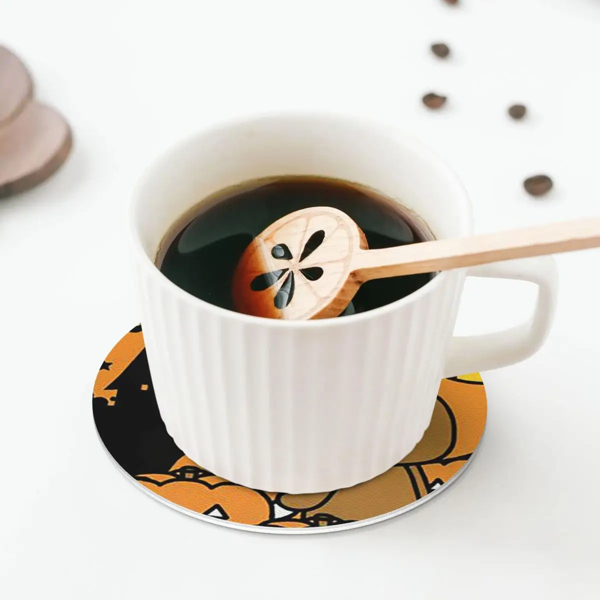 Halloween Rilakkuma Coasters Kitchen Placemats Waterproof Insulation Cup Coffee Mats For Decor Home Tableware Pads Set of 4