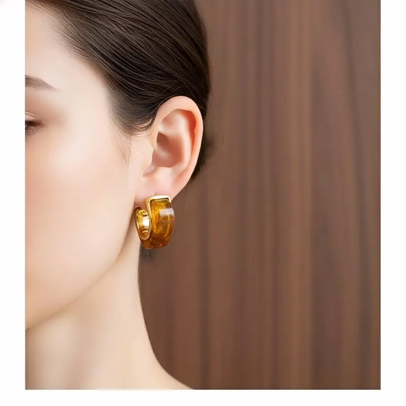 Resin Acrylic Joyful Candy Earrings For Women Stainless Steel Spring Summer Sweet Youth Fashion Colorful Jewelry