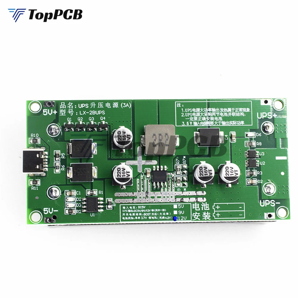 Type-C 15W 3A UPS 5V 9V 12V 18650 Lithium Batterij Lader Board DC-DC Step Up Booster Converter oplaadback-up stand-by voeding adaptermodule voor