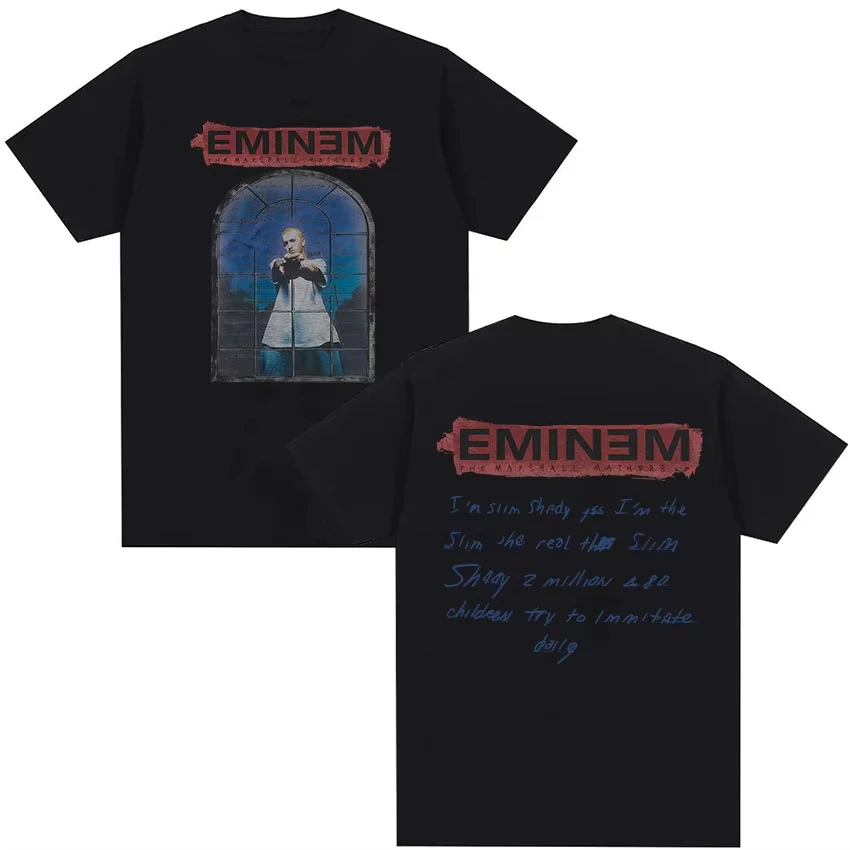 Camiseta gráfica vintage del rapero Eminem The Marshall Matherslp, camisetas góticas de manga corta para hombre, camiseta de algodón de música Pop