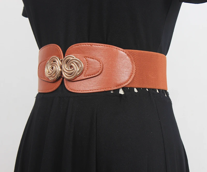 Women\'s Runway Fashion PU Leather Elastic Cummerbunds Female Dress Corsets Waistband Belts Decoration Wide Belt R476