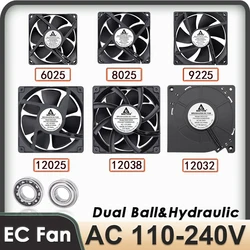 1Pcs 60mm 80mm 90m 120mm AC 110V 220V 240V 3 inch Dual Ball Plastic Universal Cooling Cooler PC CPU Fans Airflow For Computers