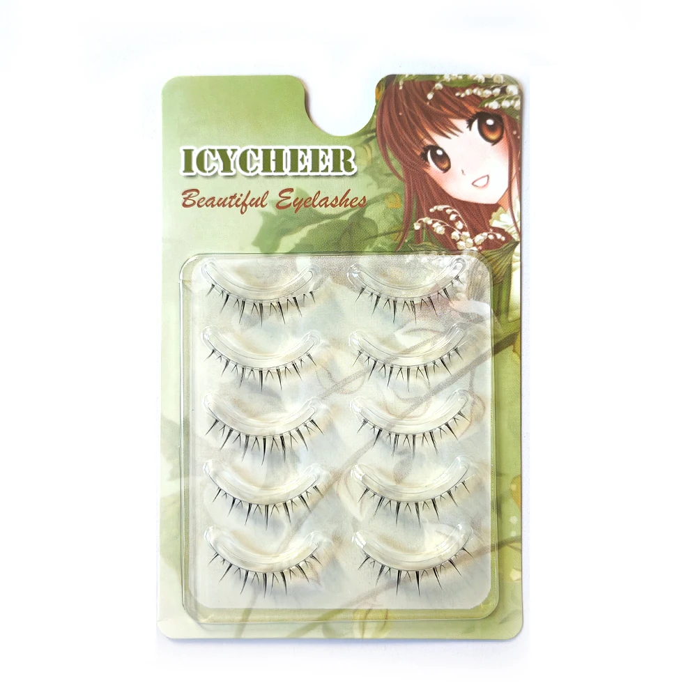 Naturalnie wyglądający 5-parowy zestaw dolnych rzęs Idol Miękkie pod rzęsami Ręcznie robione przedłużanie dolnych rzęs Niewidoczna opaska