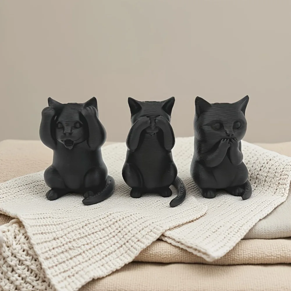 Super Cute Creative Simulation Three No Cats, No Evil Visible, If Not Obedient, Don't Speak 