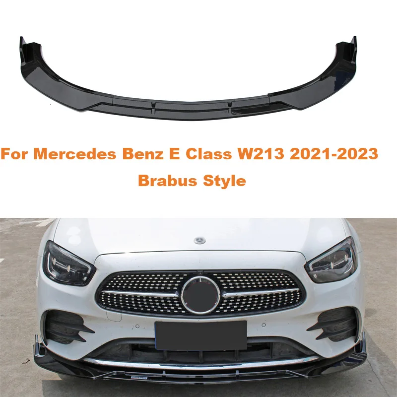 

For Mercedes Benz E Class W213 2021-2023 Brabus Style Front Bumper chin Lip Protector Spoiler Canards Diffuser Body Kit Splitter