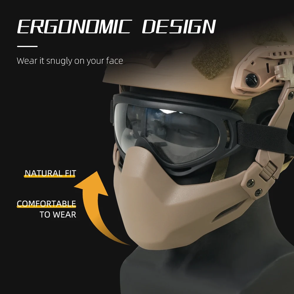 BOOIU Folding Tactical Face Mask Windproof Dustproof for Outdoor Training Realistic CS Airsoft Paintball Games