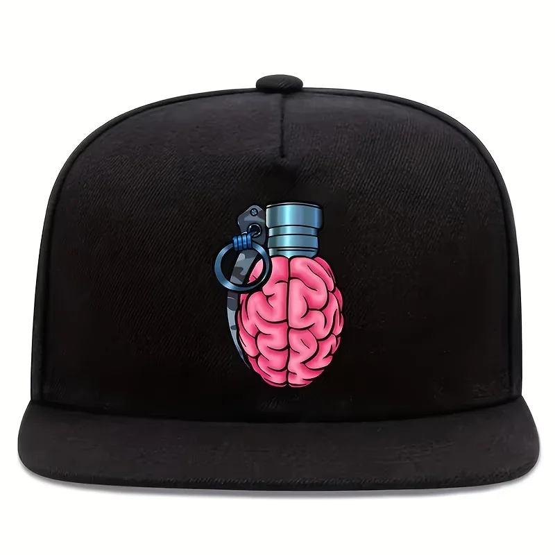 1 Unisex Street-style Printed Cap with a Vibrant Heart-shaped Bomb Brain Pattern, an Adjustable Flat-brim Baseball Cap Suitable