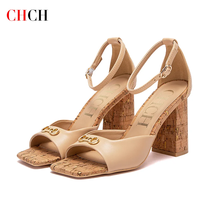 CHCH Women's High Heels New Colors Beach Sandals Coarse Heels Party Women's Shoes 7cm