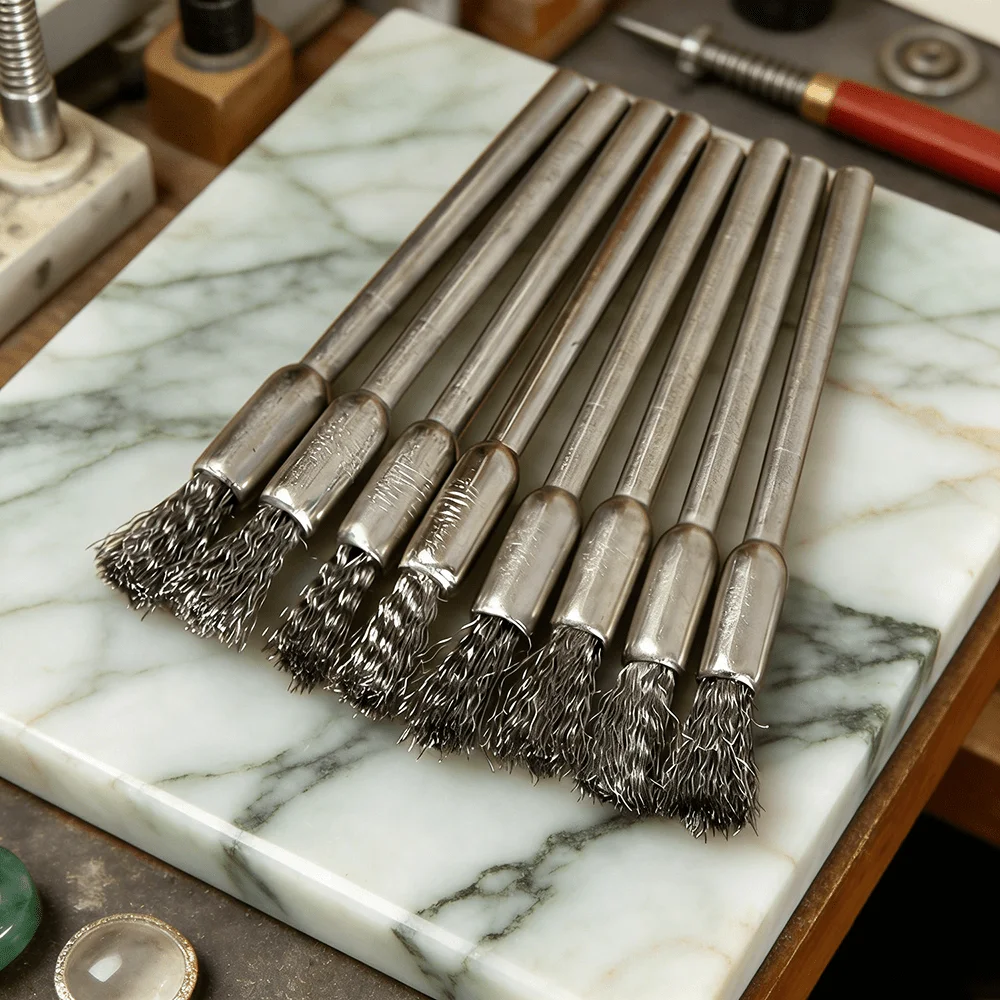 8Pcs Wire Brush Set 3mm Shank Conical Wire Wheel Brushes for Rotary Tool Metal Rust Removal Cleaning Polishing Grinding