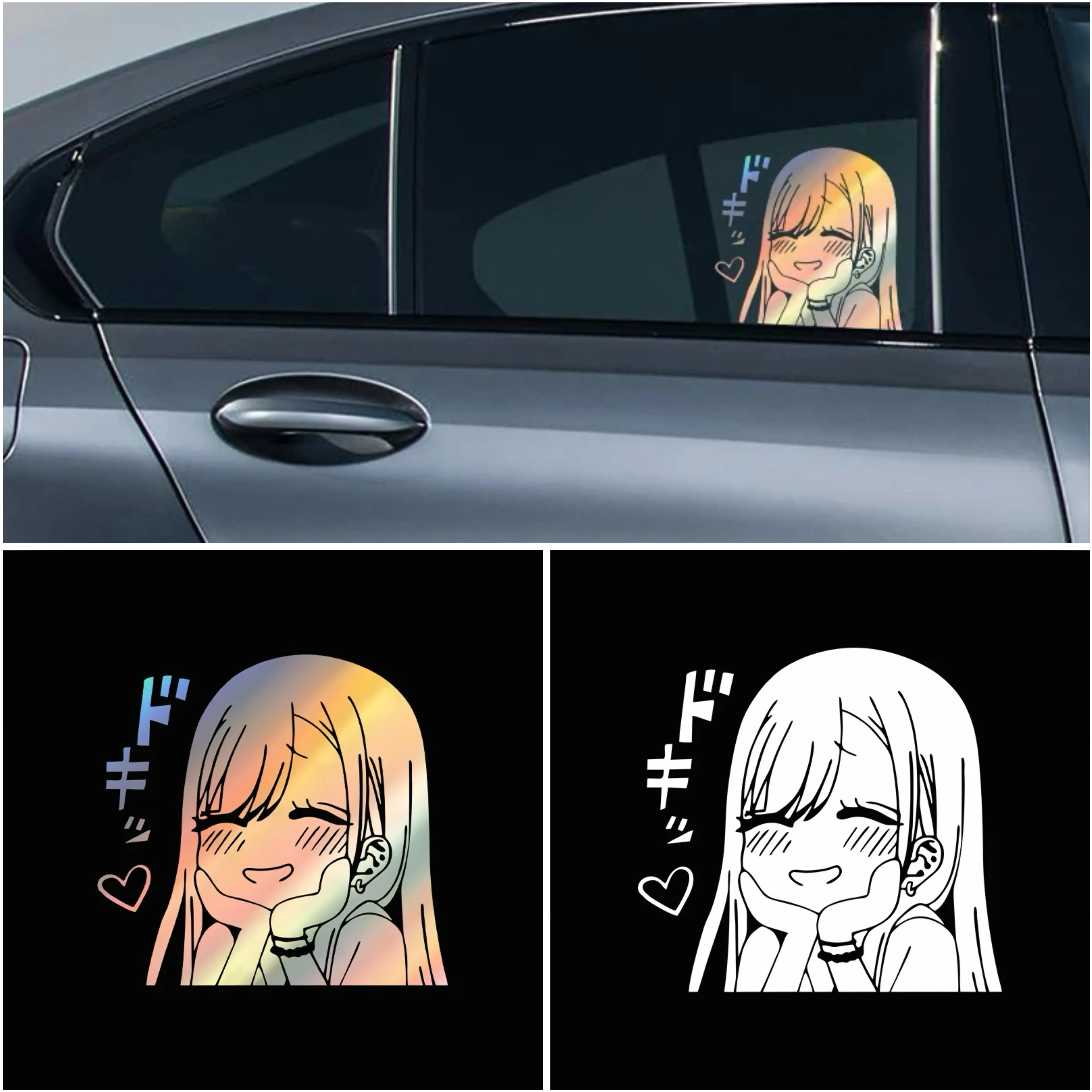 

Premium Car Interior Stickers -Anime Style Vinyl Decals for Windows & Dashboard (Fits Audi/BMW)