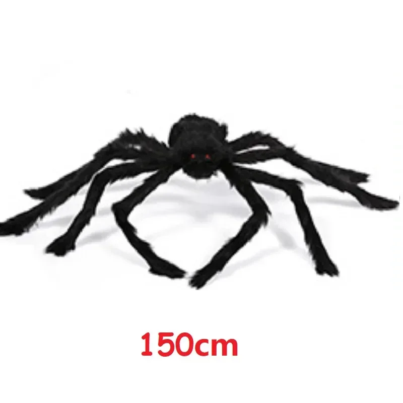 Halloween schwarze gruselige riesige Spinne, riesiges Spinnennetz, Halloween-Dekoration für Zuhause, Bar, Spukhaus-Requisiten, Urlaubs-Außendekoration