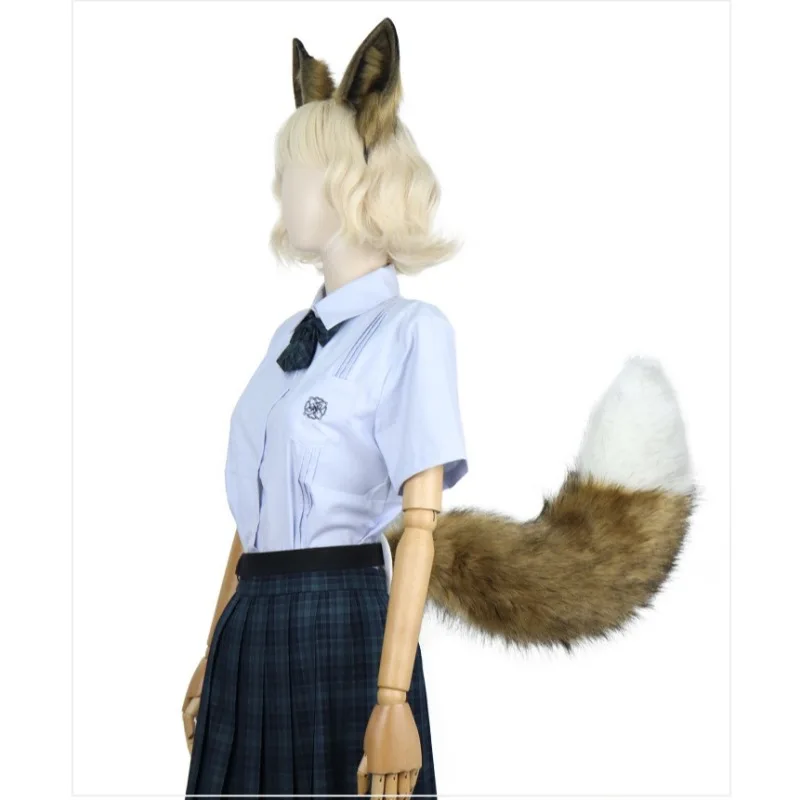 Realistic Red Foxes Ears Cosplay Headband with Soft Furry Tail for Comfortable Wear Nonslip Design and Stage Performances
