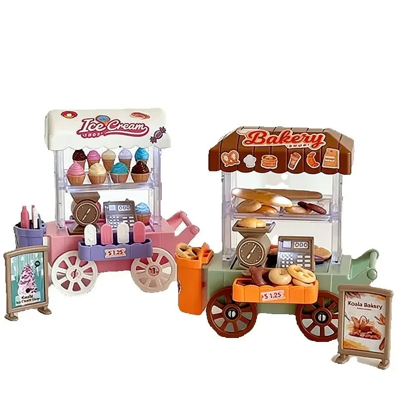 1:12 Miniature Doll House Scene Decoration Mini Ice Cream Truck Bread Vending Truck Miniature Items Store Shopping Play House