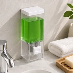Wall Mounted Transparent Perforated Manual Press Soap Dispenser Traceless Disinfectant Bottle for Bathroom