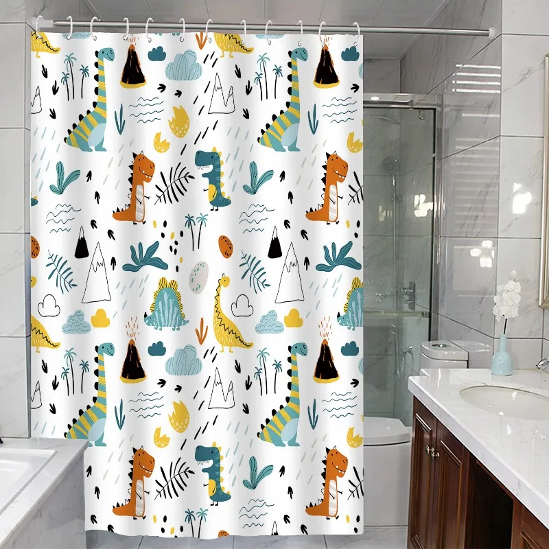 

Cartoon Little Dinosaur Series washable Dirt-Resistant Shower Curtain Shower Head waterproof Polyester Bath For Home Decor