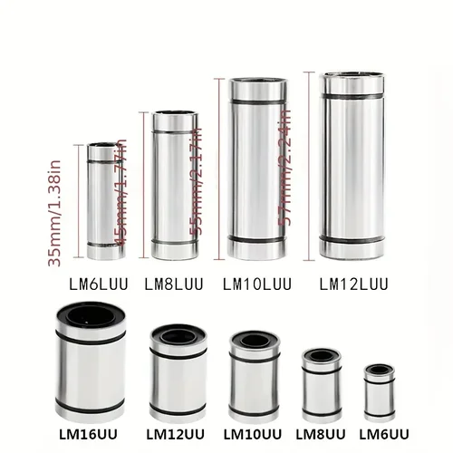 Imagen 2 del producto 10 Uds LM8UU LM3UU LM10UU LM16UU LM6UU LM12UU LM3UU casquillo lineal 8mm CNC rodamientos lineales para barras Linear eje partes