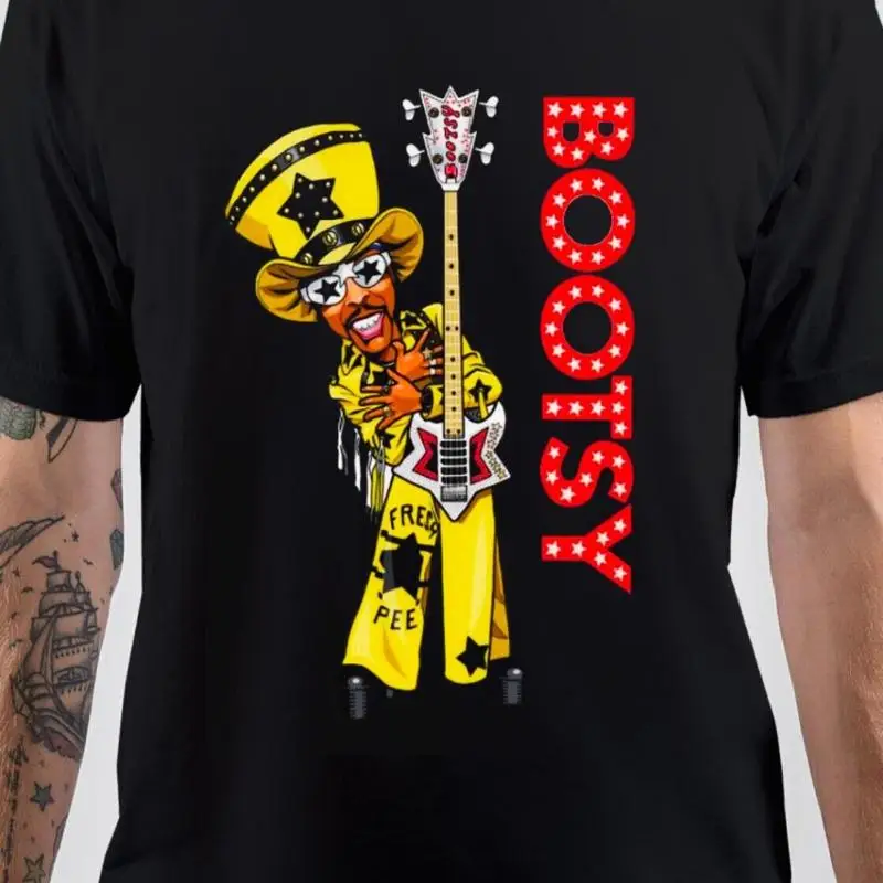 

Vtg Bootsy Collins In Concert Хлопковая черная футболка в полный размер