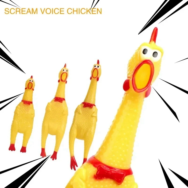 New Pet Dog Squeak Toy Scream Chicken Squeeze Dog Chew Toy Durable And Fun Yellow Rubber Exhaust Chicken Durable