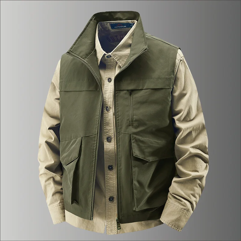 

Casual Multi-Pocket Vests Male Loose Outdoor Workwear Vest Men's Spring Photography Fishing Sleeveless Jacket Male Clothing