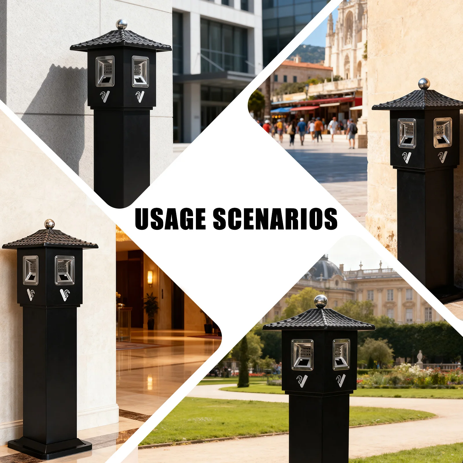 

Standing Cigarette Butt Disposal Corrosion Resistant Standing Trash Bin Easy To Clean for Patio Shopping Center Office and Hotel