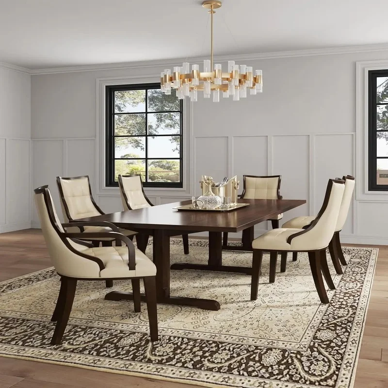

Padded Wingback Leather Dining Chairs with Rectangular Stitching and Beech Wood Frame
