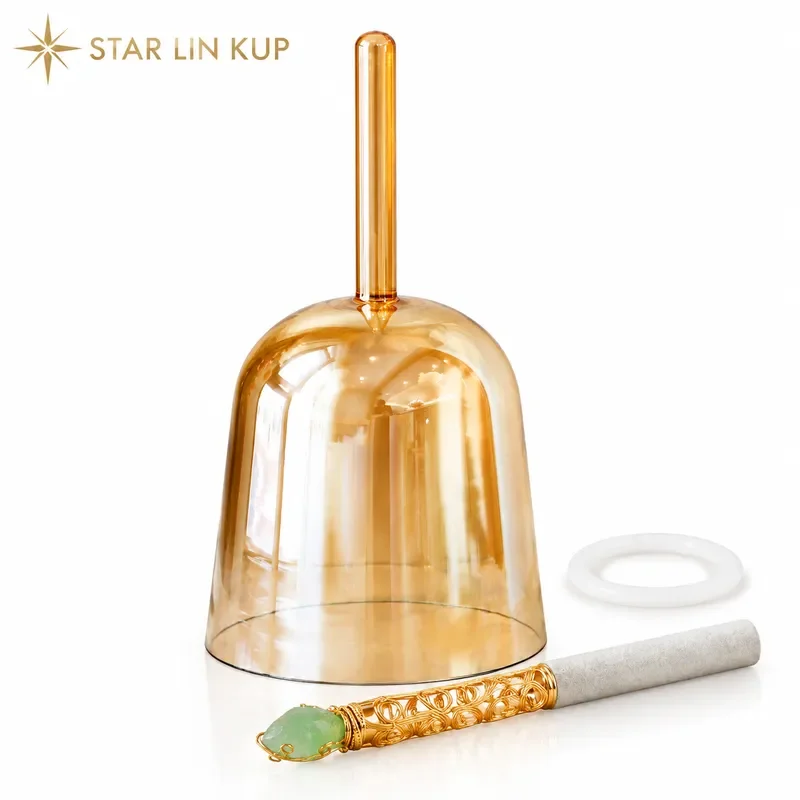 STAR LIN KUP Light Blue Gradient Crystal Singing Bowl Handheld Alchemy Sound Therapy Meditation Chakra Healing Instrument