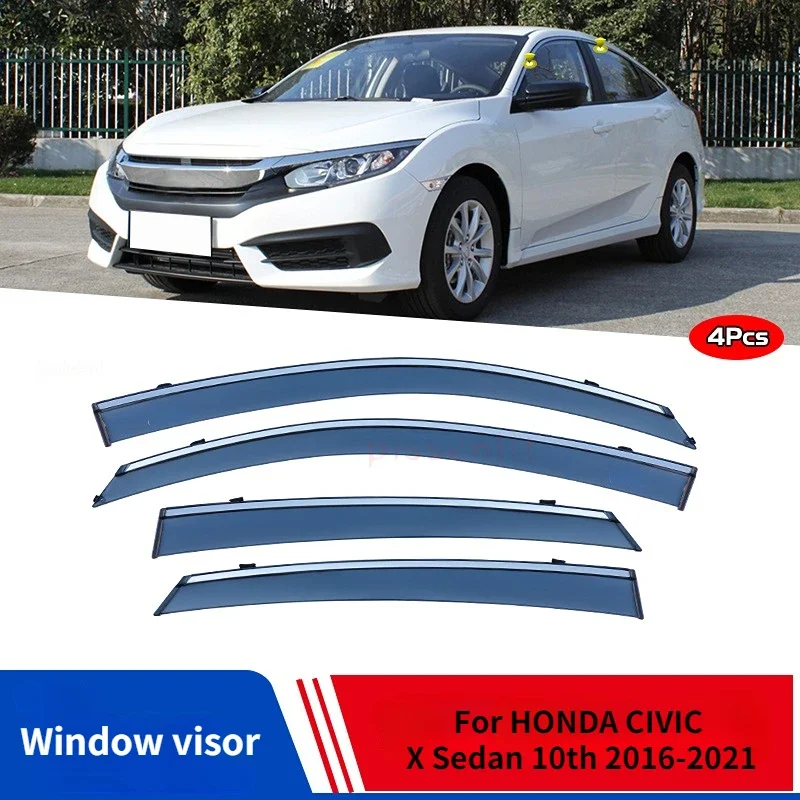 

Для HONDA CIVIC аксессуары X Sedan 10th 2016-2021 дверной козырек вентиляционные шторы оконные козырьки ветрозащитные козырьки защита от дождя