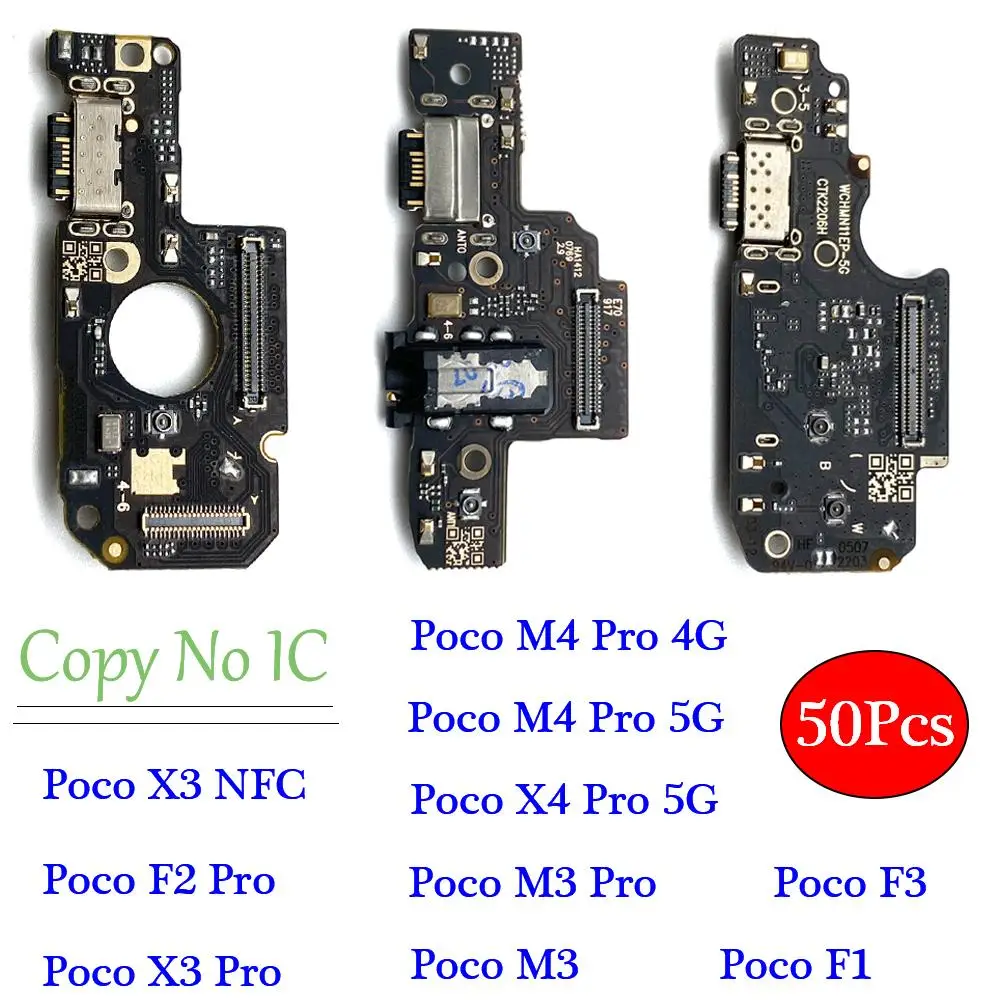 

50Pcs/Lot，For Xiaomi Poco X3 Pro M3 F1 F2 Pro F3 USB Charging Port Mic Microphone Dock Connector Board Flex Cable Repair Parts