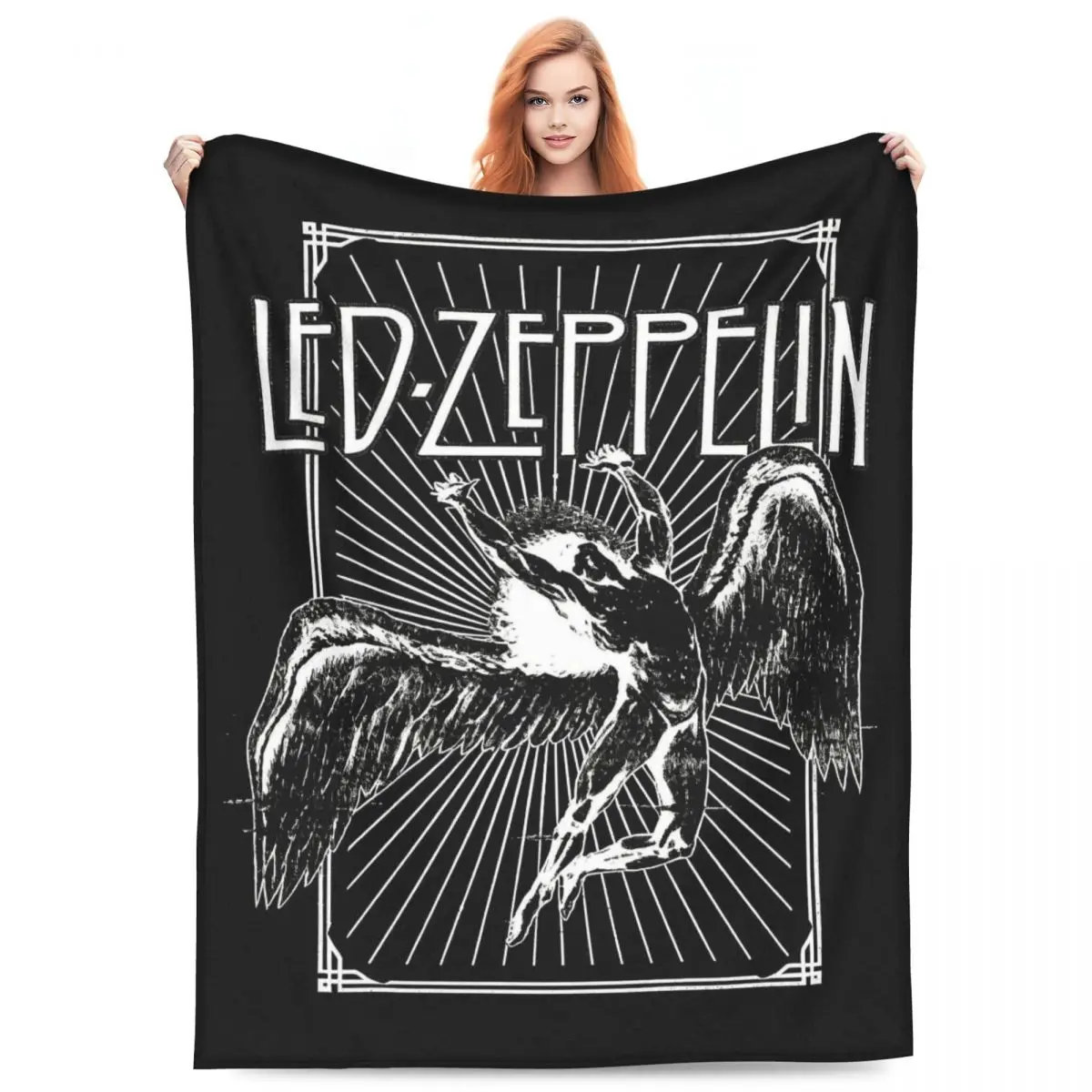 Rock Band Led Zeppelin Album Graphics Blanket Flannel Sofa Throw Blanket Multi-function for Couch Bedding Throws Bedspread Quilt