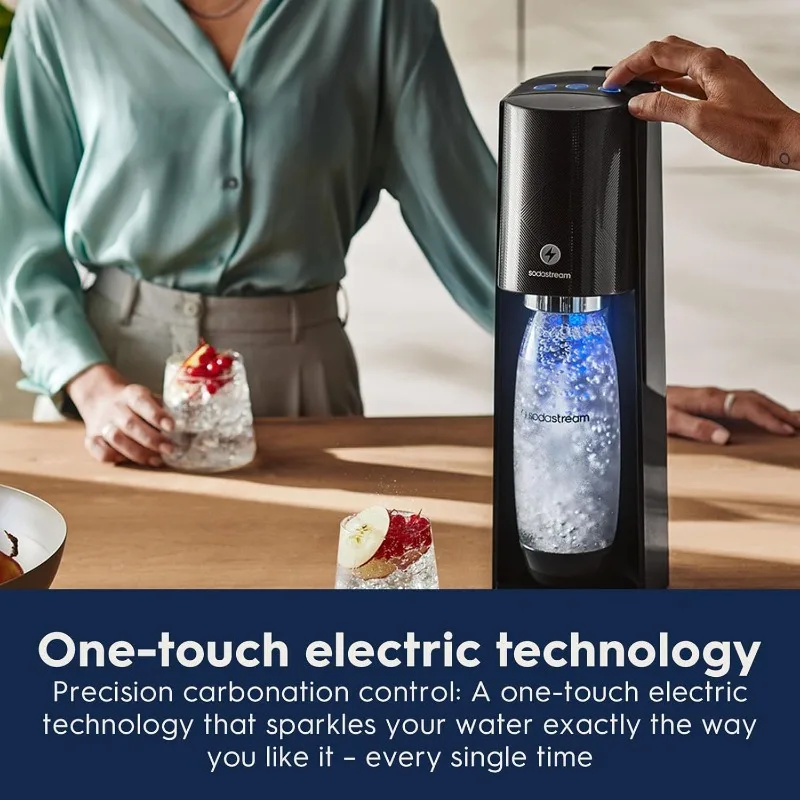 SodaStream - صانع الصودا E-TERRA |   حزمة القيمة |   3 مستويات كربونات أوتوماتيكية، تتضمن 2x اسطوانات ثاني أكسيد الكربون