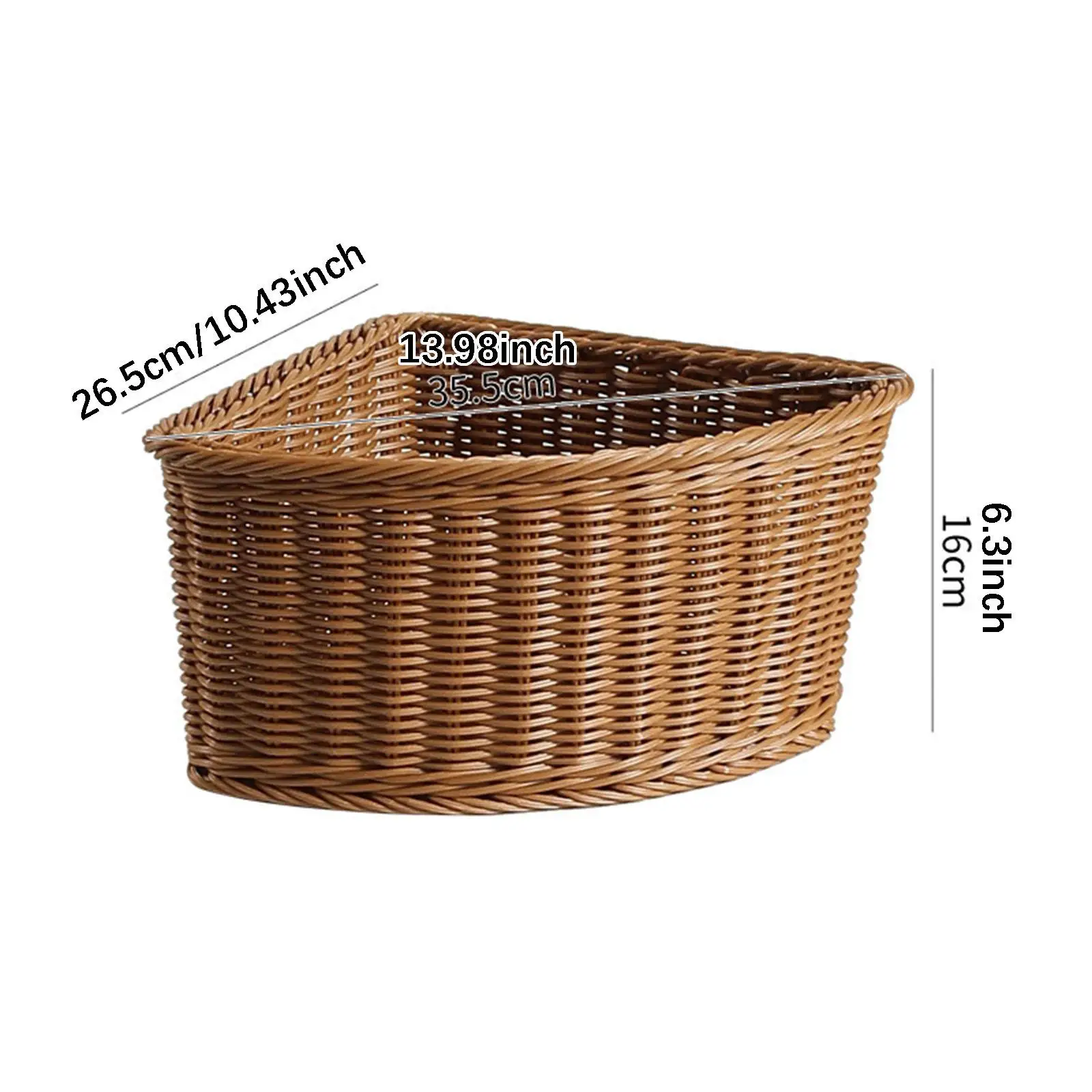 

Угловая корзина для хранения, прочный контейнер для хранения, декоративная треугольная полка-корзина, плетеная, для косметики, бытовых принадлежностей, предметов для ванной комнаты