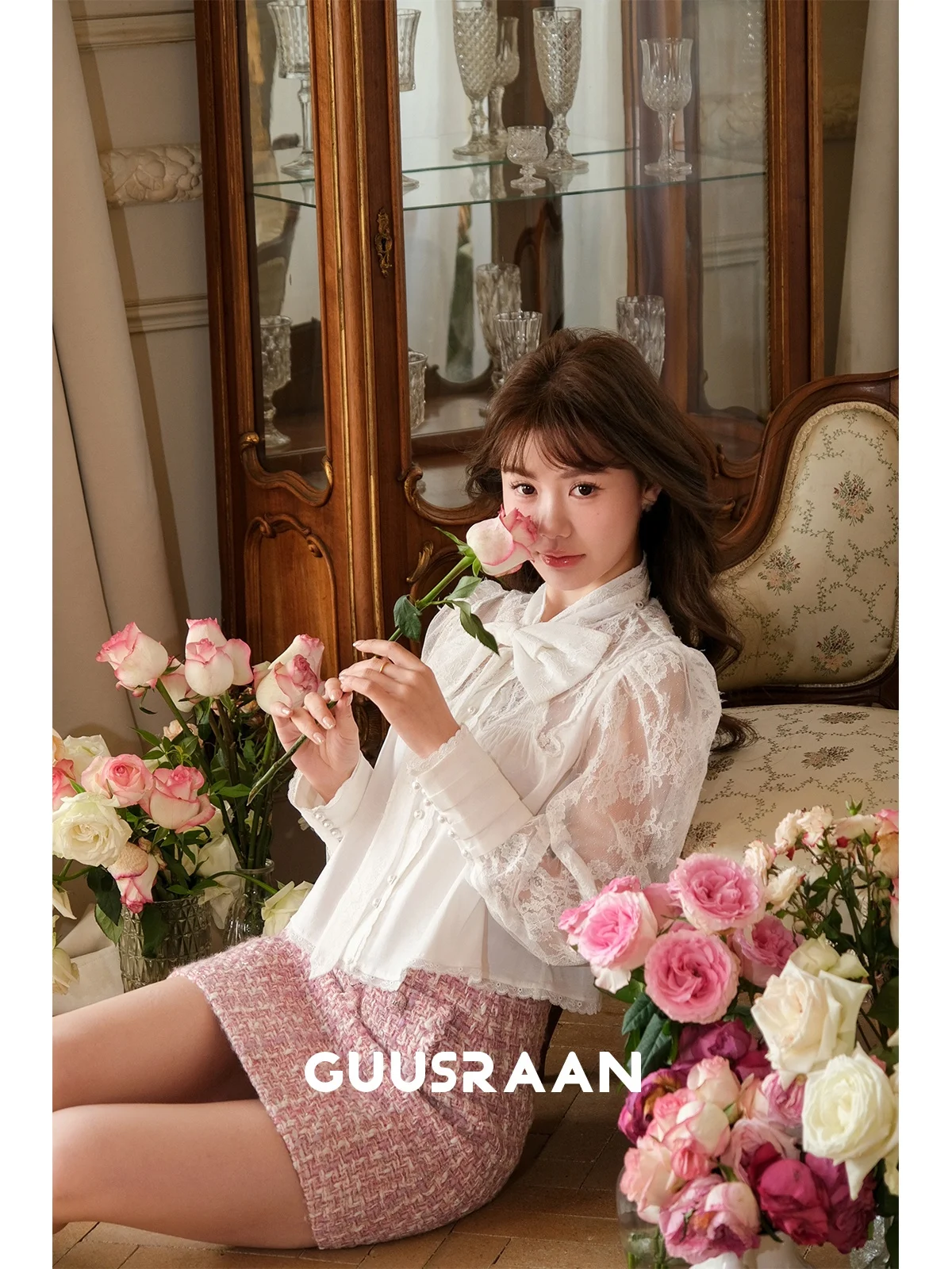 

Ele Women's Lace Blouse Knot Early Spring Faionable Inner Wear Polyester Nylon Spandex Casual Commute Sle