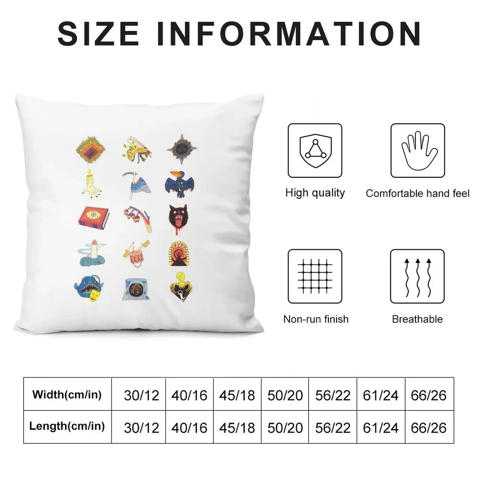 15 Fears Risograph Icons Throw Pillow Embroidered Cushion Cover Sofa Cover pillow