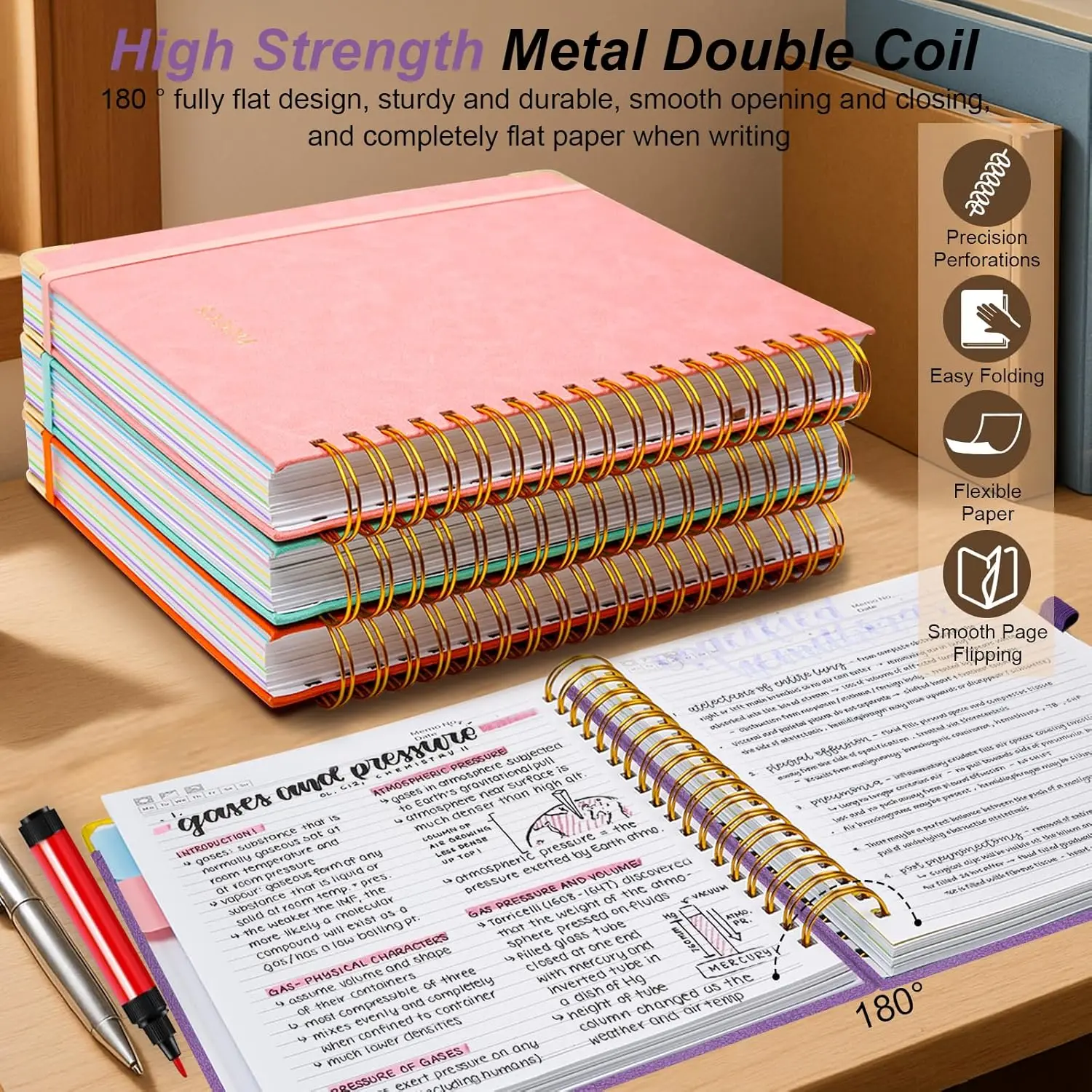 قطعة واحدة من دفتر الملاحظات الكلاسيكي المبطن مقاس A5، غلاف فني مع شريط مطاطي ومسطرة، مخطط من الجلد الصناعي للمجلات والجدول الزمني