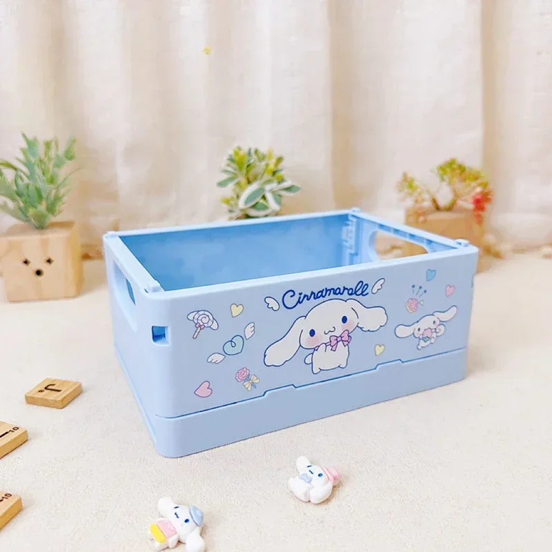 Disney Stitch Storage Box Kawaii Cartoon Anime Periphery Foldable Stationery Cosmetics Storage Basket Practical Home Decor Gifts