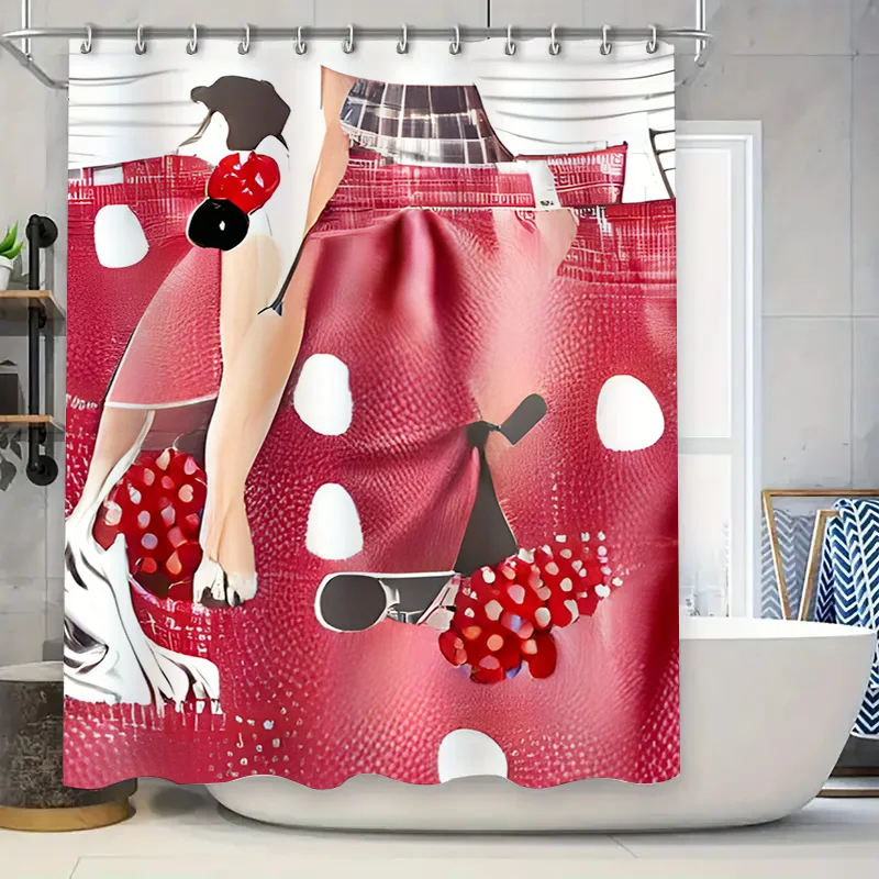 

Stylish Bath Shower Curtain with Dog Silhouettes Modern Waterproof Fabric for Bathroom Decorations in Various Sizes