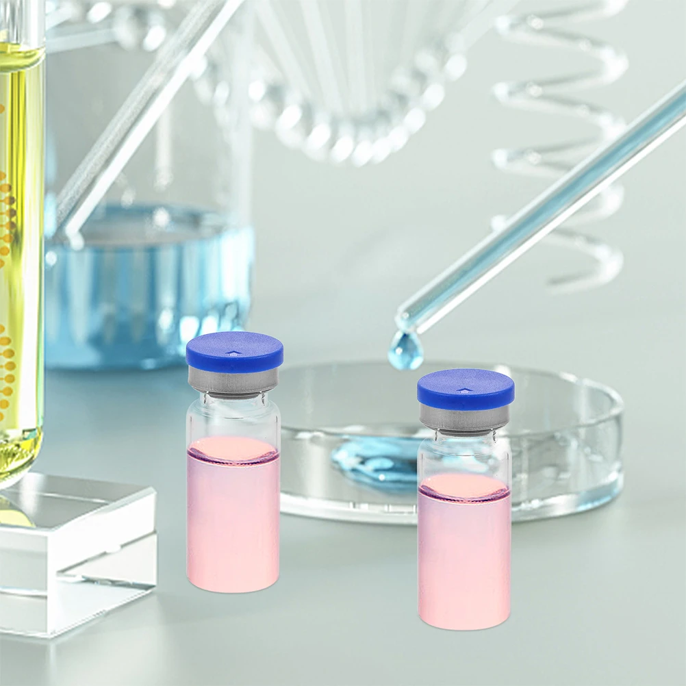 

10 Pcs Glass Bottle Vial with Caps Flat Bottom Bottles Lab Sample Vials Containers Clear Pill