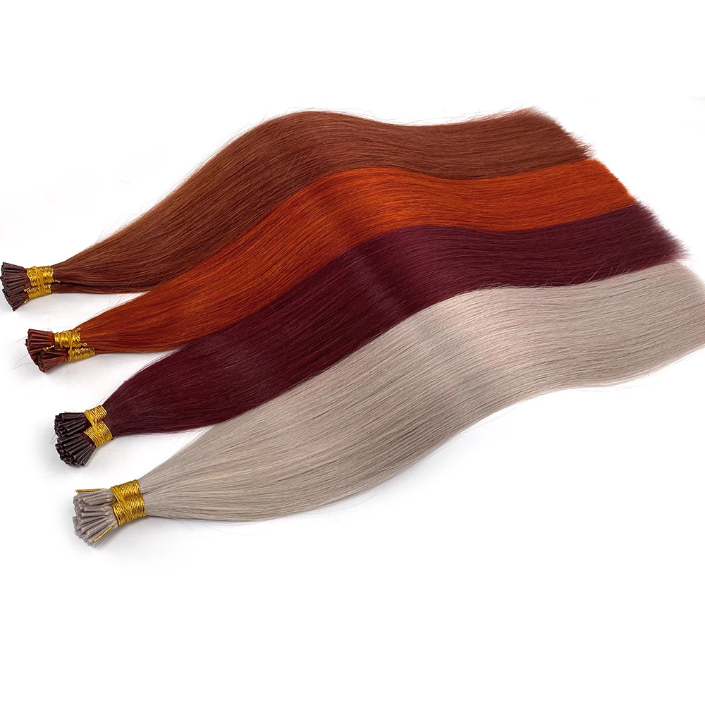 100% 本物の I チップ人毛エクステンション ストレートヘアエクステンション バルクヘア I チップ ナチュラルヘアエクステンション ナチュラルフュージョンヘア